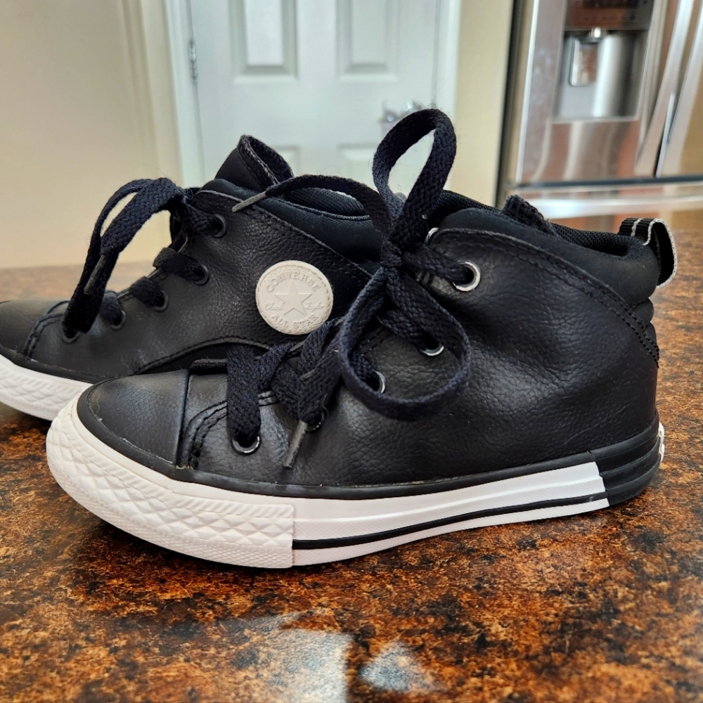 Black Leather Converse All-Star High Tops